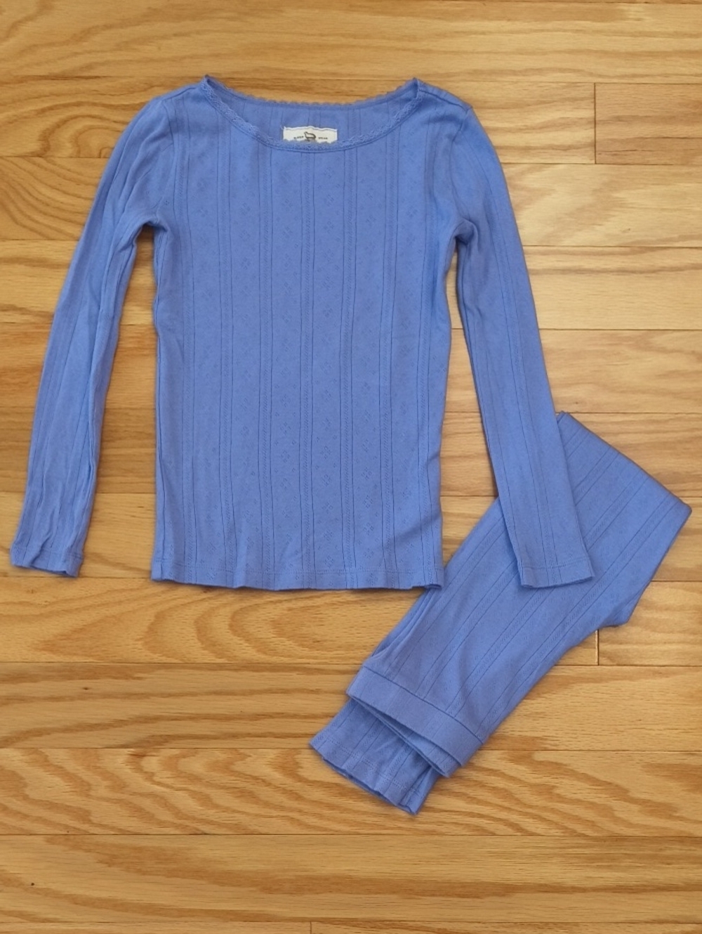 Crewcuts Ribbed Long-Sleeve Pajama Set Periwinkle Size 7 EUC